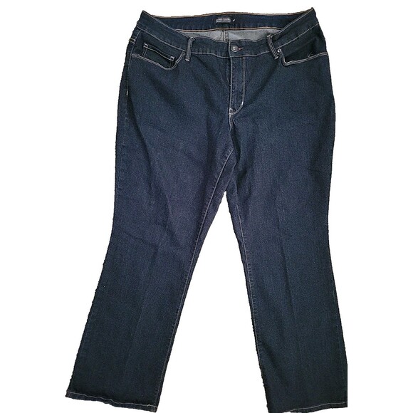 Faded Glory Womens 20WP Denim Blue Jeans Dark Wash EUC Stretchy - Picture 1 of 6